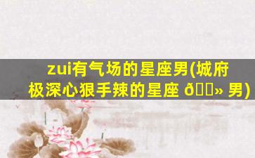 zui
有气场的星座男(城府极深心狠手辣的星座 🌻 男)